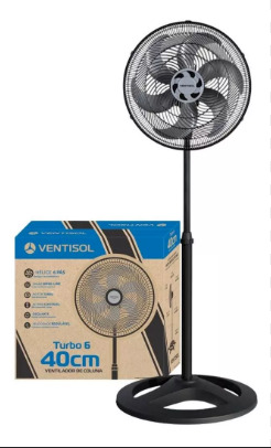 VENTILADOR COLUNA VENTISOL TURBO 6P 40CM PR 127V PREMIUM